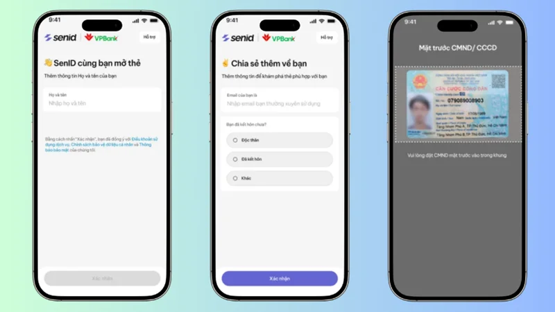 Quy trình mở thẻ VPBank trên SENID