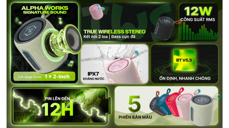 Pin 1.800 mAh, phát nhạc lên đến 12 giờ