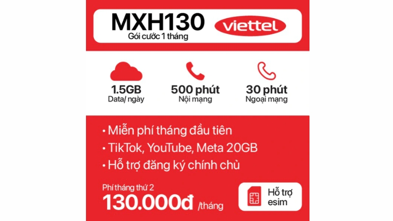 Sim 4G Viettel MXH130