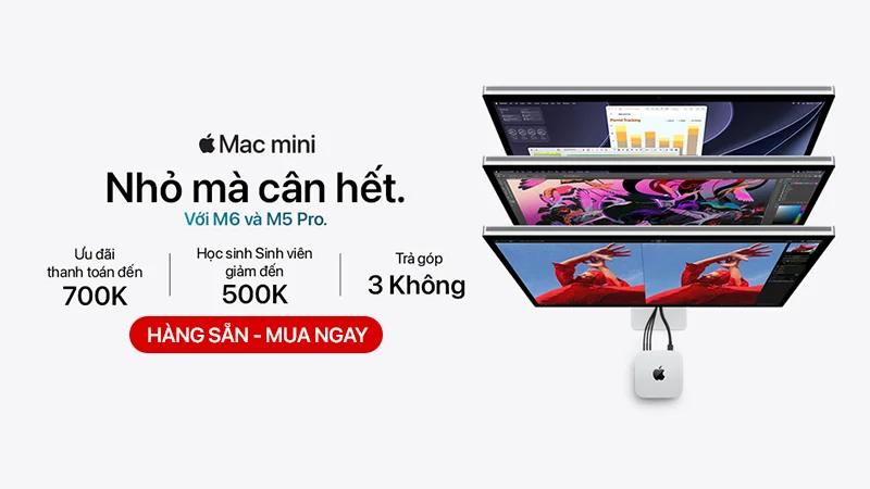 Mac mini chính hãng có mặt tại Minh Tuấn Mobile với số lượng sẵn hàng