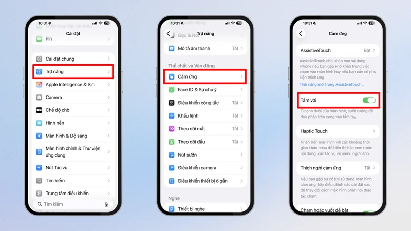 Bật chế độ một tay Reachability giúp thao tác dễ dàng