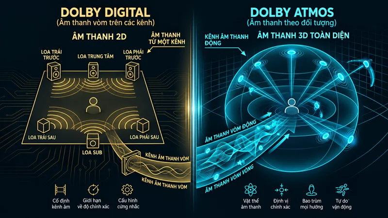 Dolby Atmos sở hữu lợi thế vượt trội nhờ khả năng tái tạo không gian âm thanh 3 chiều sống động