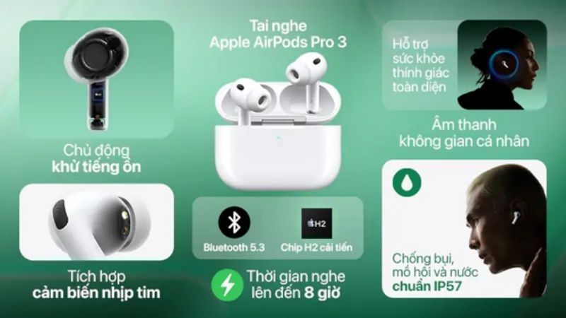 AirPods Pro 3 chống ồn đỉnh cao