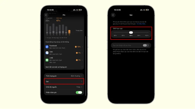 Tính năng bật giới hạn sạc có trên iPhone 15 trở lên