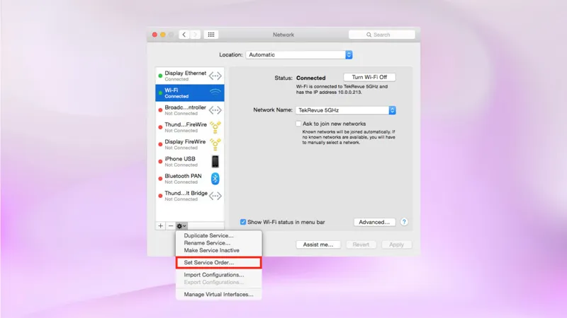 Cách đặt mạng dây ưu tiên hơn Wi-Fi trên Mac