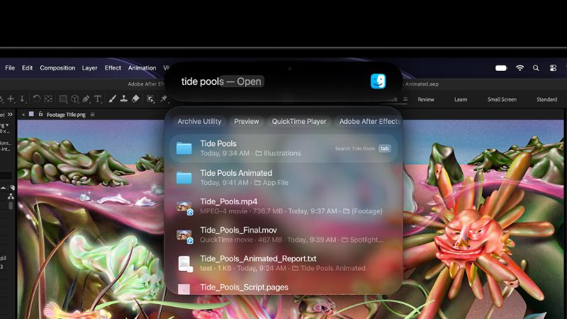 Dynamic Island trên MacBook Pro hiển thị giao diện điều khiển nhạc Apple Music