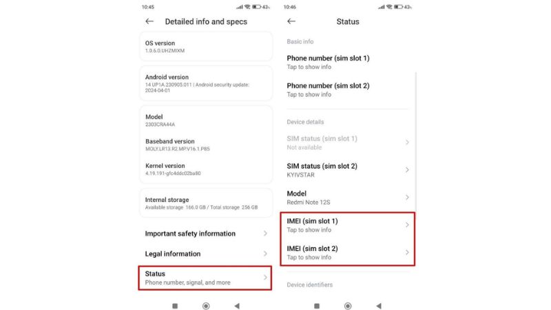 kiểm tra imei trên điện thoại android