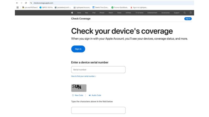 kiểm tra imei trên trang apple