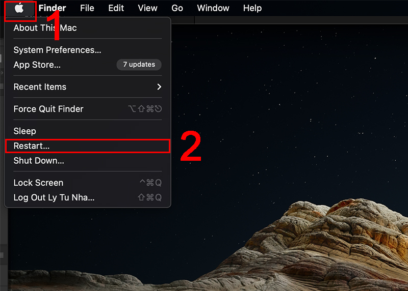 Khởi động lại thiết bị để tối ưu bộ nhớ MacBook 