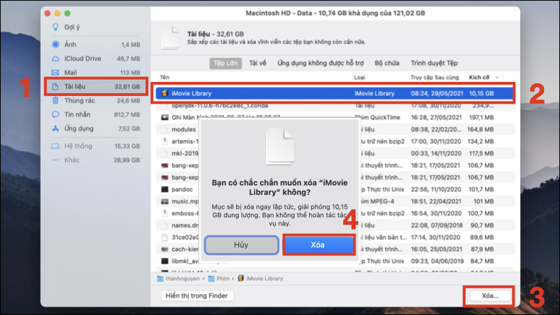 Xóa bớt file trong mục Quản lý để tối ưu bộ nhớ MacBook 