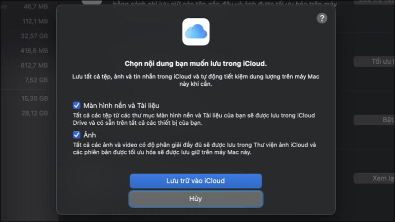 Lưu trữ dữ liệu trên iCloud để tối ưu bộ nhớ MacBook 