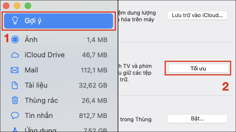 Tối ưu hóa Dung lượng để tối ưu bộ nhớ MacBook