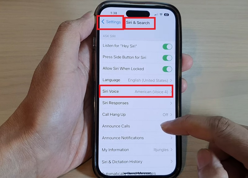 Thay đổi giọng nói của Siri