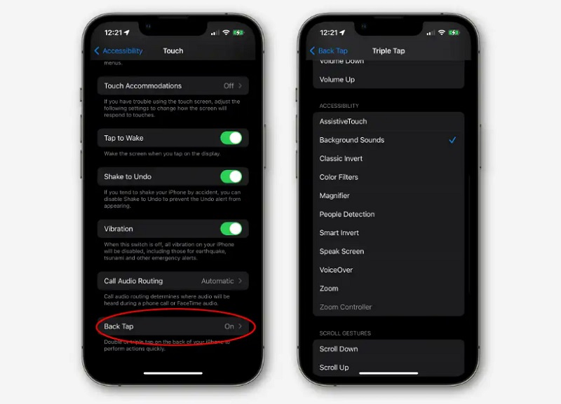 Thiết lập chức năng Back Tap sử dụng thường xuyên