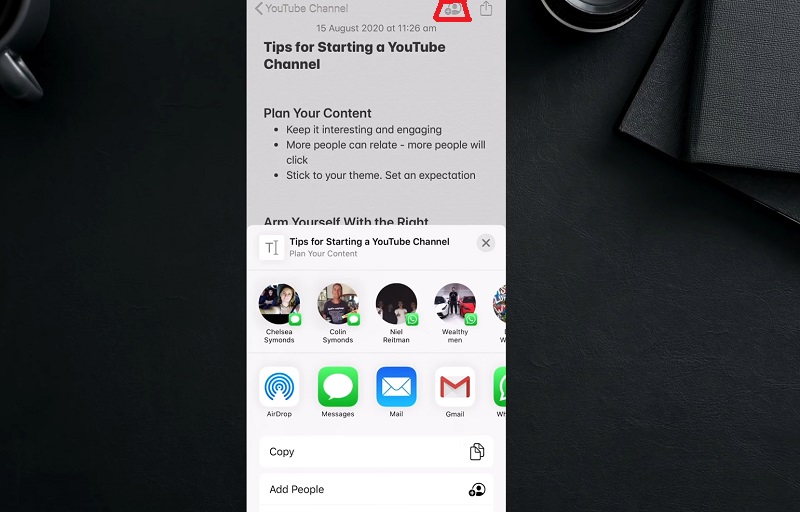 Chia sẻ ghi chú trên iPhone