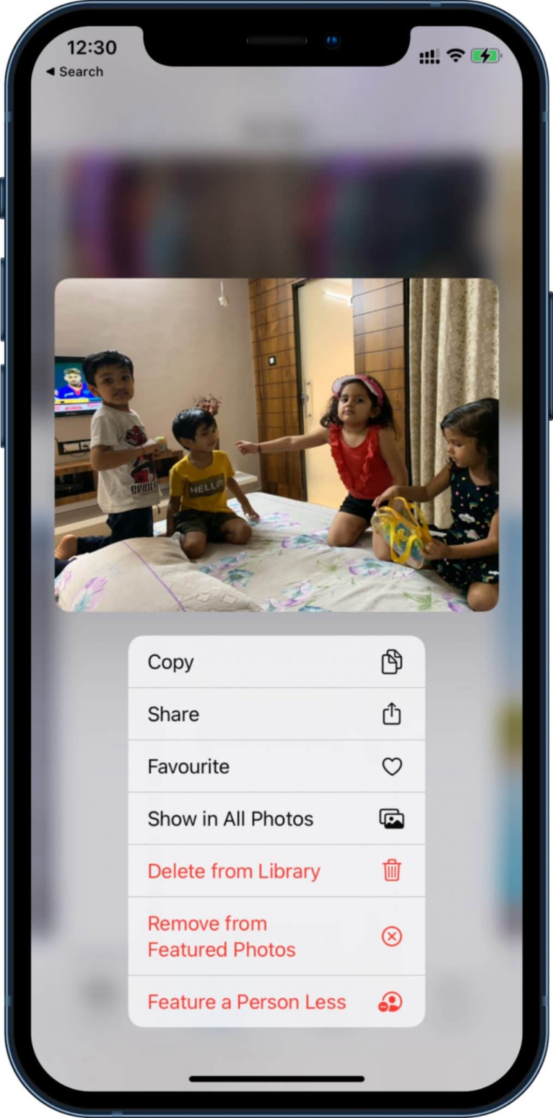 xóa đề xuất về người trên ios 15