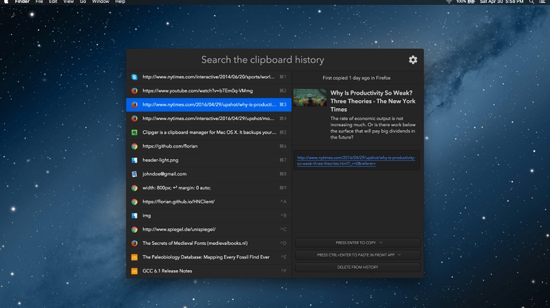 Sử dụng Trình quản lý khay nhớ tạm (clipboard manager) trên máy mac 