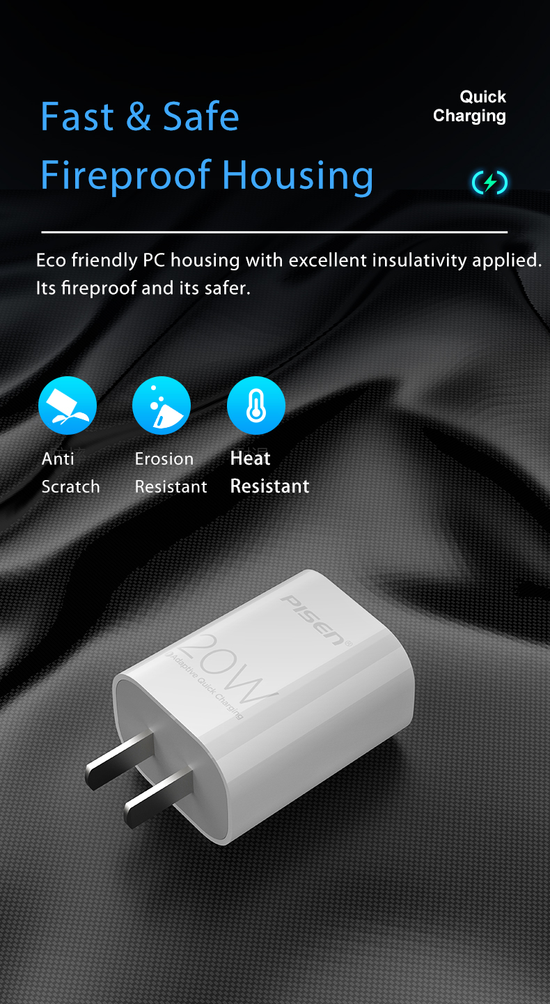 Bộ cốc cáp Type-C Pisen Quick PD 20W