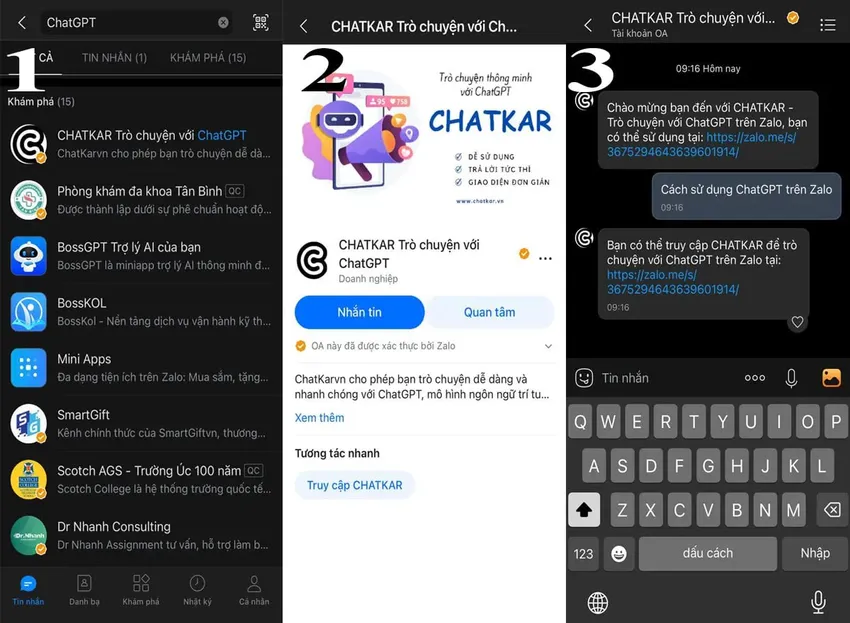 Cách sử dụng chatgpt trên Zalo