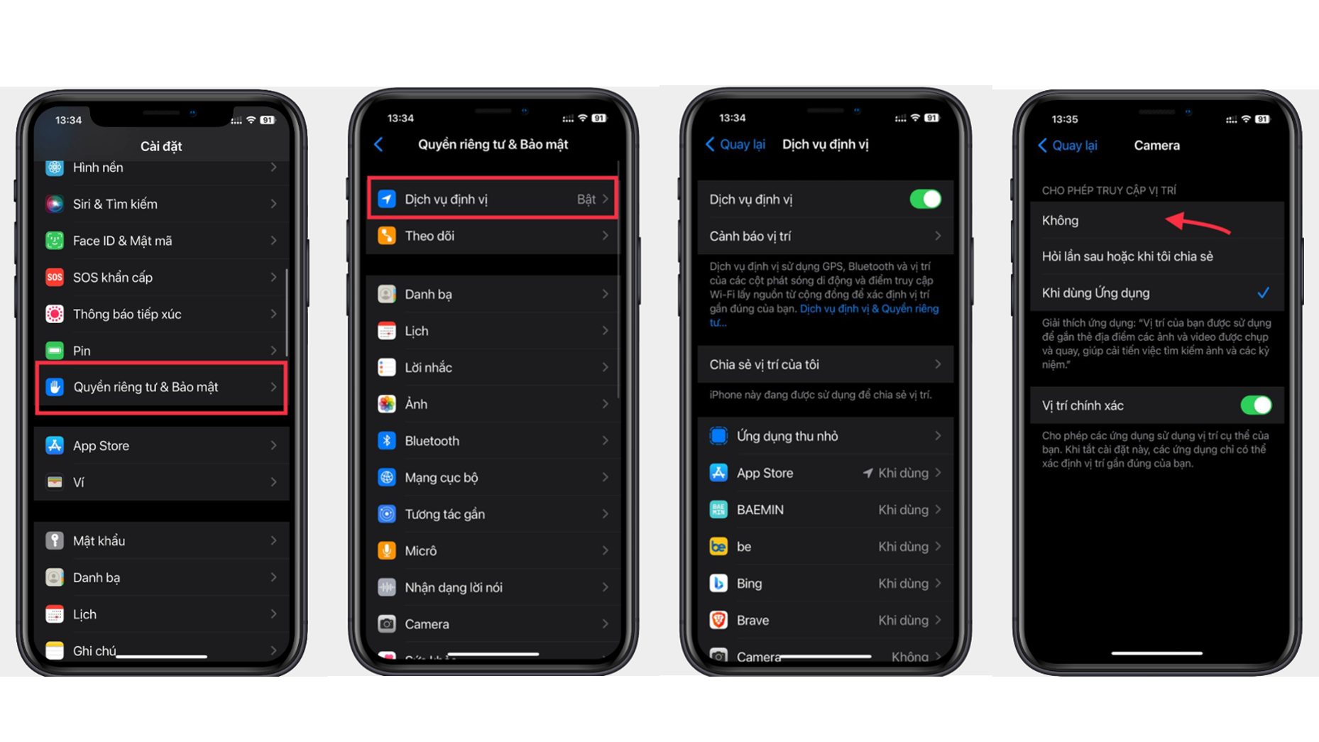 Cách tắt tính năng theo dõi vị trí chính xác iphone