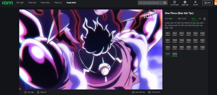 Cách xem one piece tâp 1070