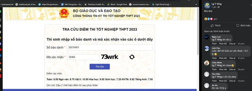 Flex điểm thi tốt nghiệp THPT 2023