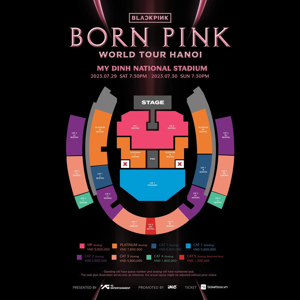 Giá vé chính thức concert BORN PINK của BLACKPINK tại Hà Nội