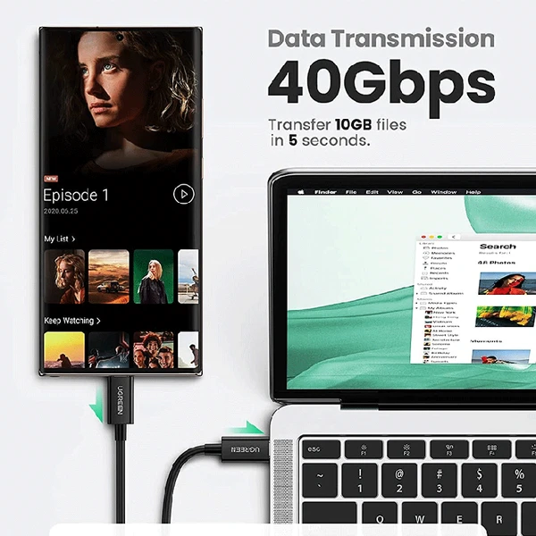 Cáp Thunderbolt 4 Type-C to Type-C Ugreen 0.8m