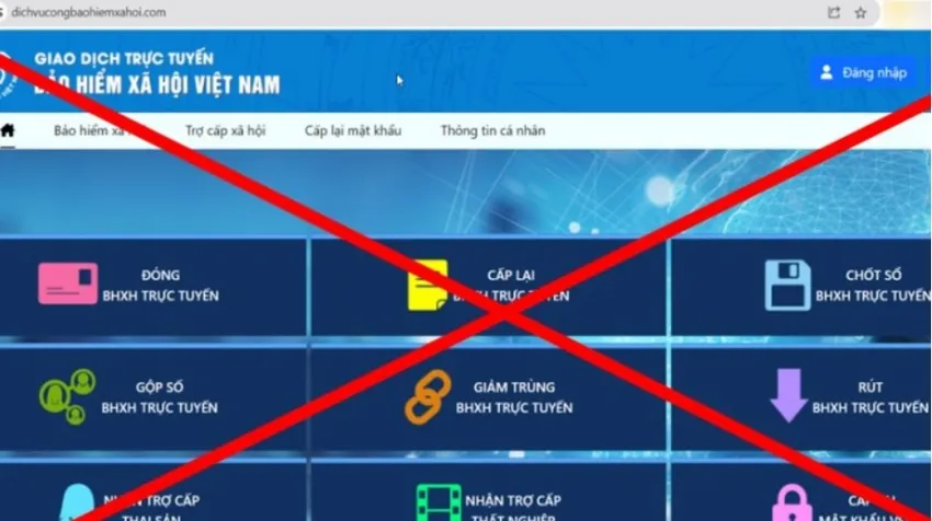 Trang web giả mạo BHXH Việt Nam