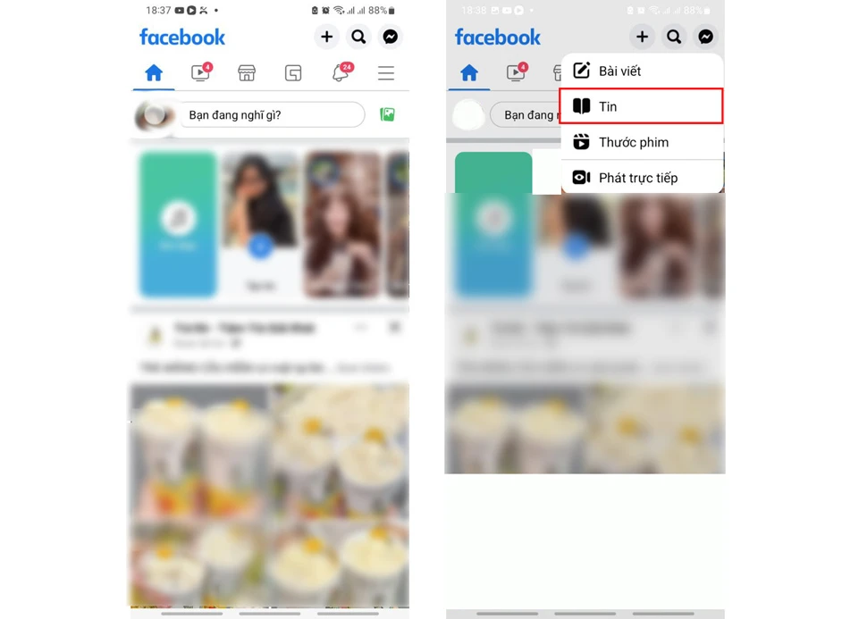 bình luận trên story Facebook