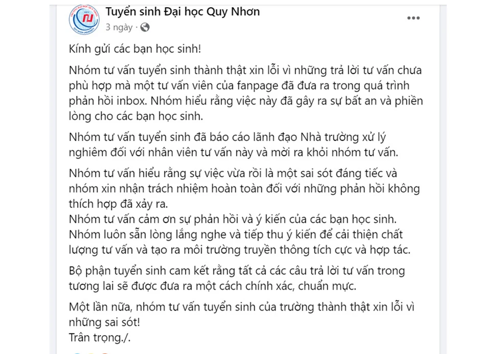 Facebook bay màu vì vụ tuyển sinh đại học Quy Nhơn