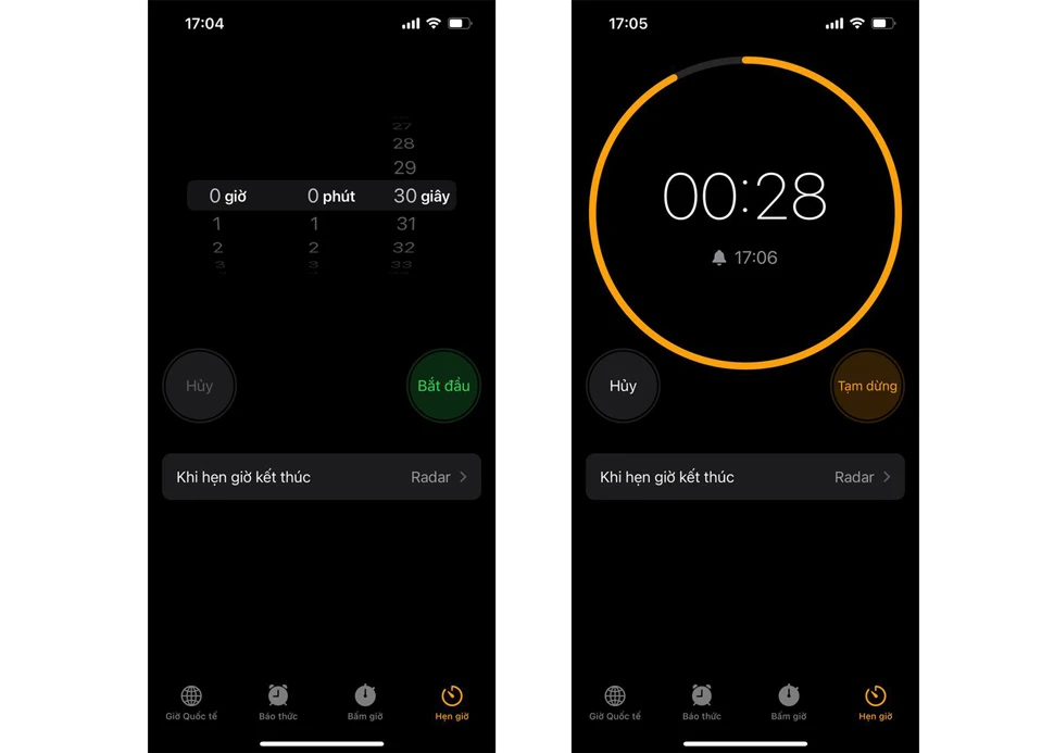 Hẹn giờ đếm ngược thời gian tự động tắt iPhone