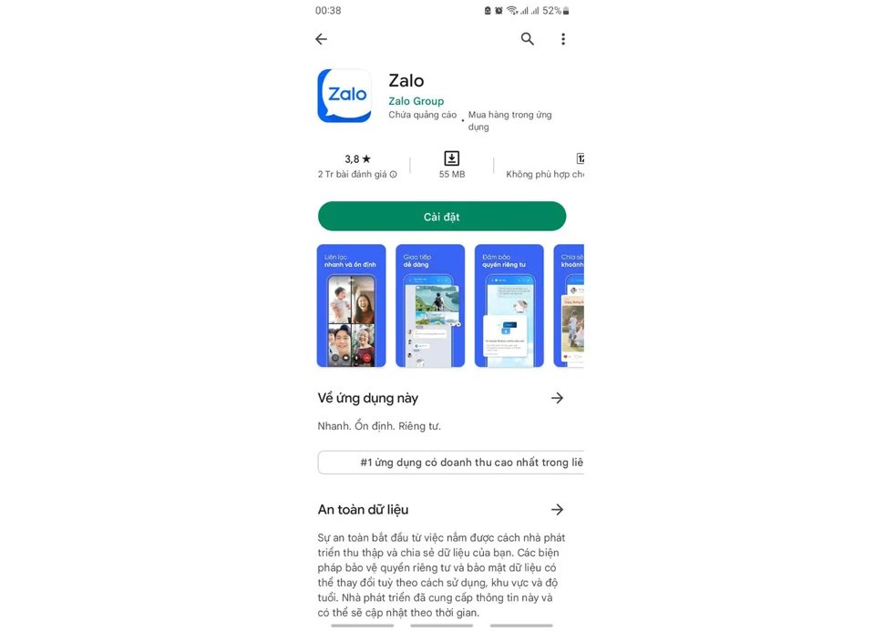 cách cài đặt Zalo 