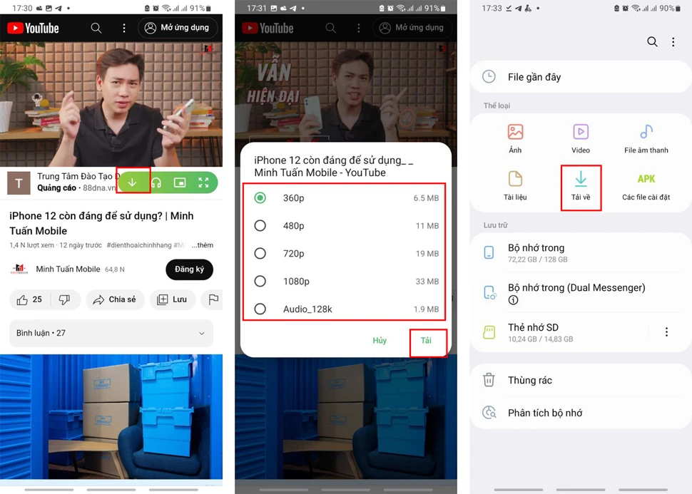  tải video trên YouTube 