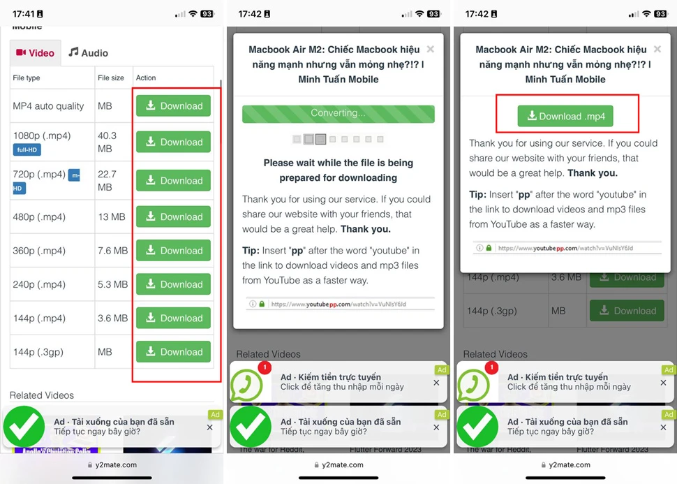  tải video trên YouTube 
