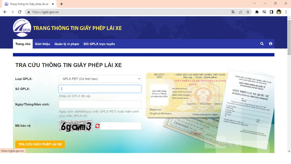 Tra cứu giấy phép lái xe