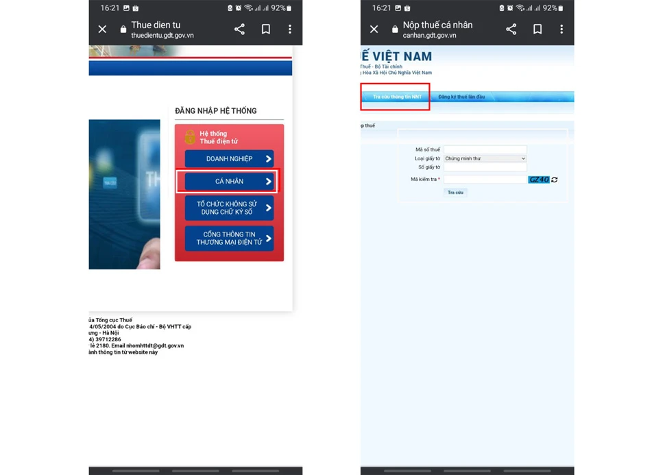 tra cứu mã số thuế cá nhân