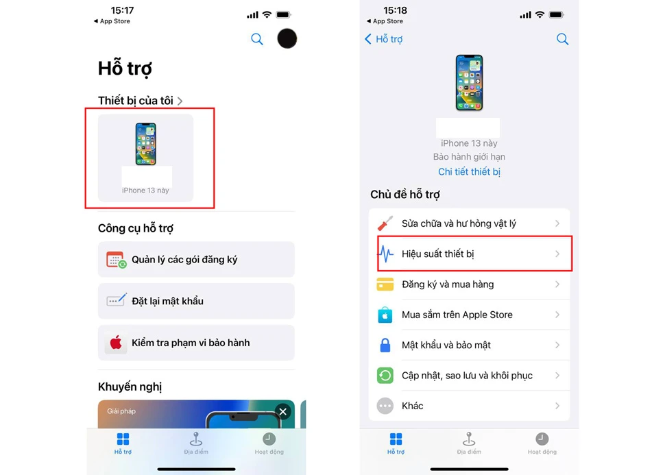 Kiểm tra hiệu suất thiết bị biết ngay tình trạng chai pin iPhone