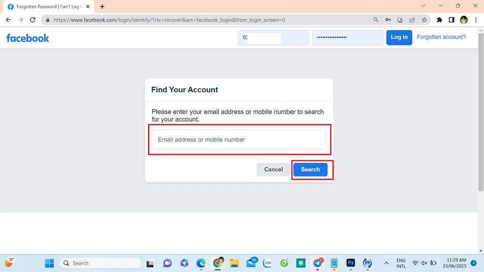  lấy lại mật khẩu Facebook 