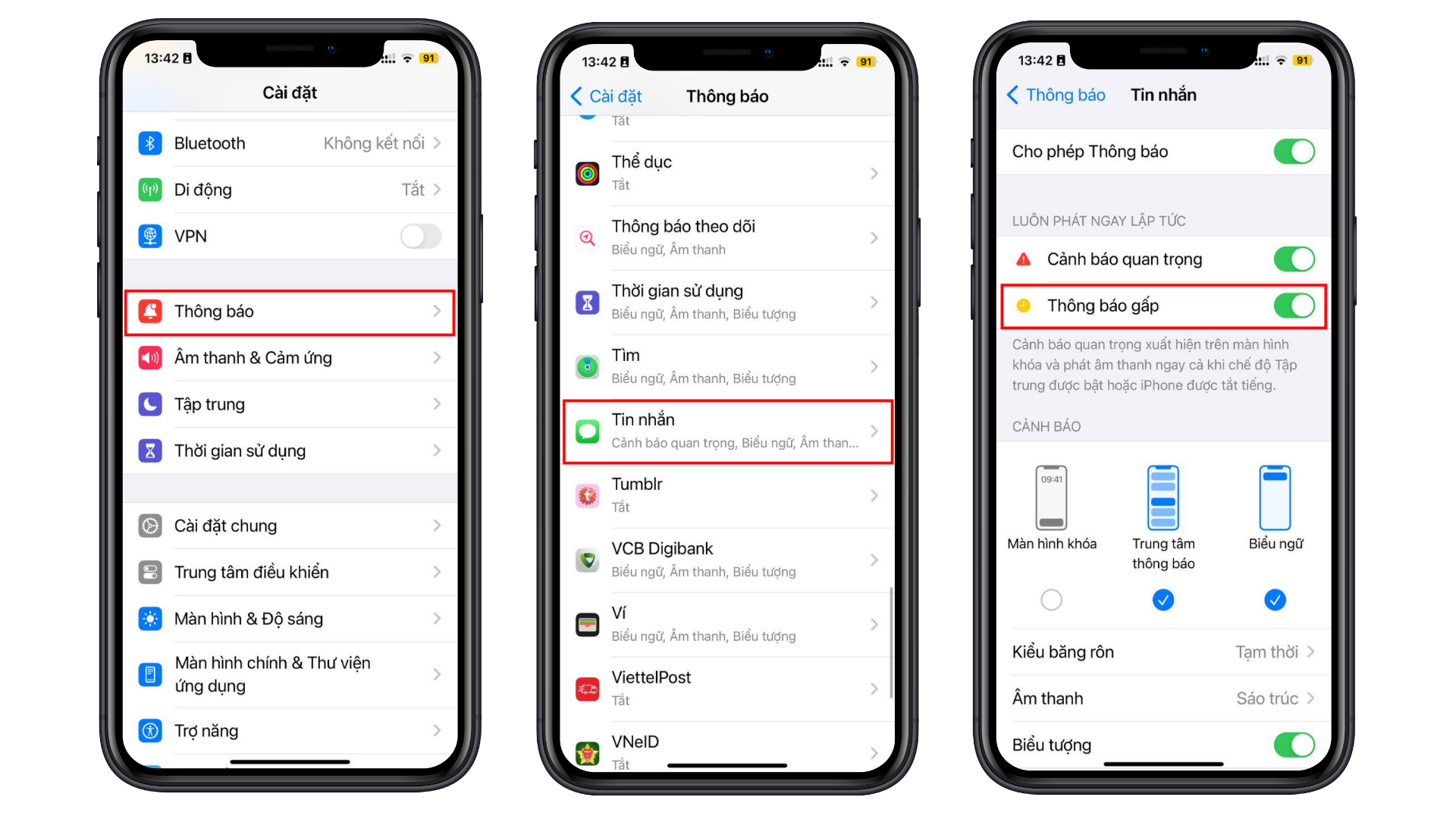 Tắt tính năng thông báo gấp trên iPhone cho một ứng dụng nhất định