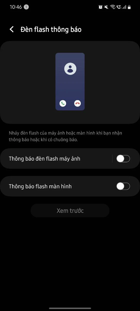 thông báo đèn flash