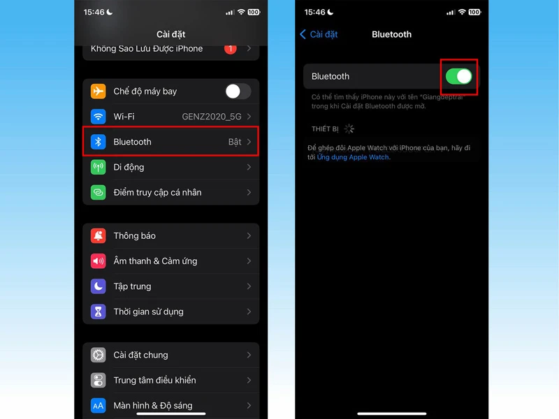 Bluetooth không hoạt động 