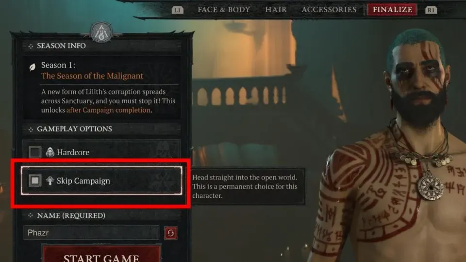 Cách bỏ qua phần Campaign để truy cập Mùa 1 trên Diablo 4