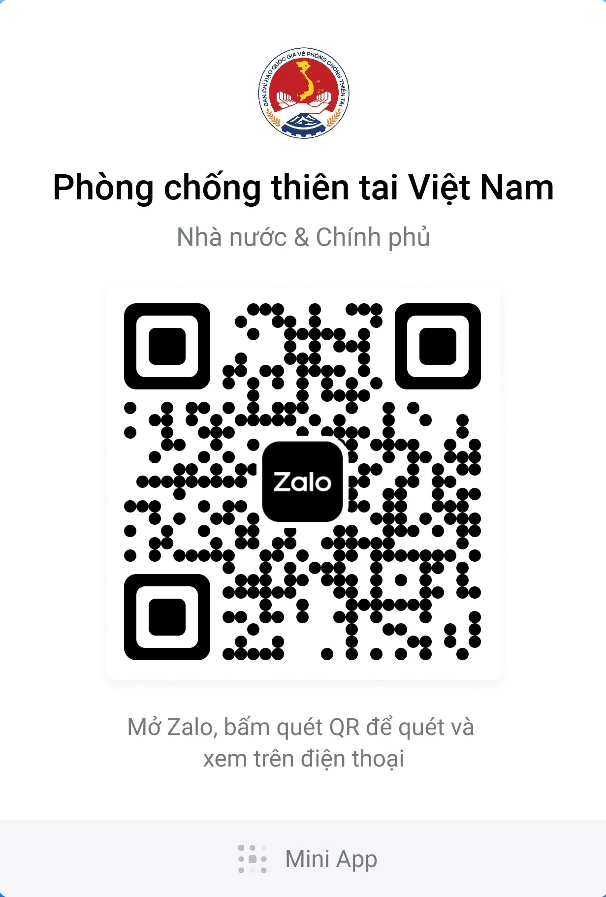 Cài đặt ứng dụng phòng chống thiên tai Zalo