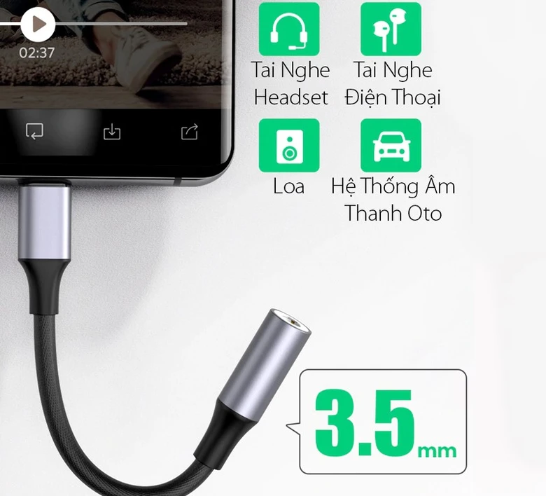 Cáp chuyển đổi Type-C sang 3.5mm Ugreen