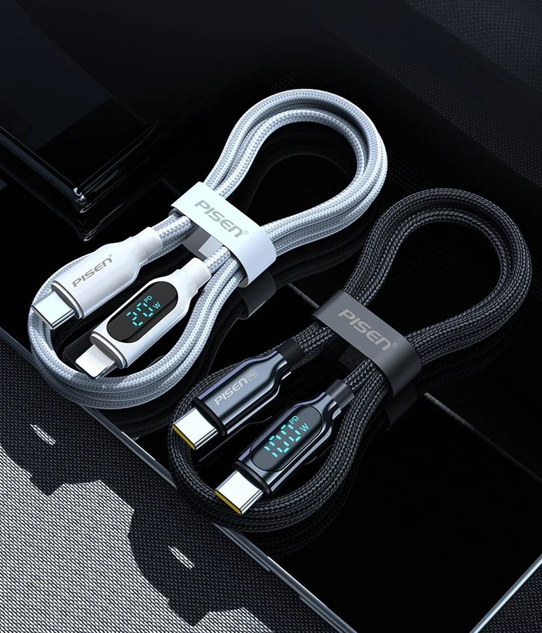 Cáp Type-C to Lightning Pisen đo công suất sạc 1.2m TC19
