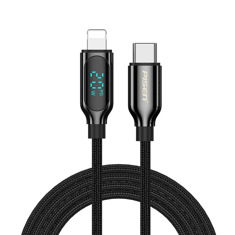 Cáp Type-C to Lightning Pisen đo công suất sạc 1.2m TC19