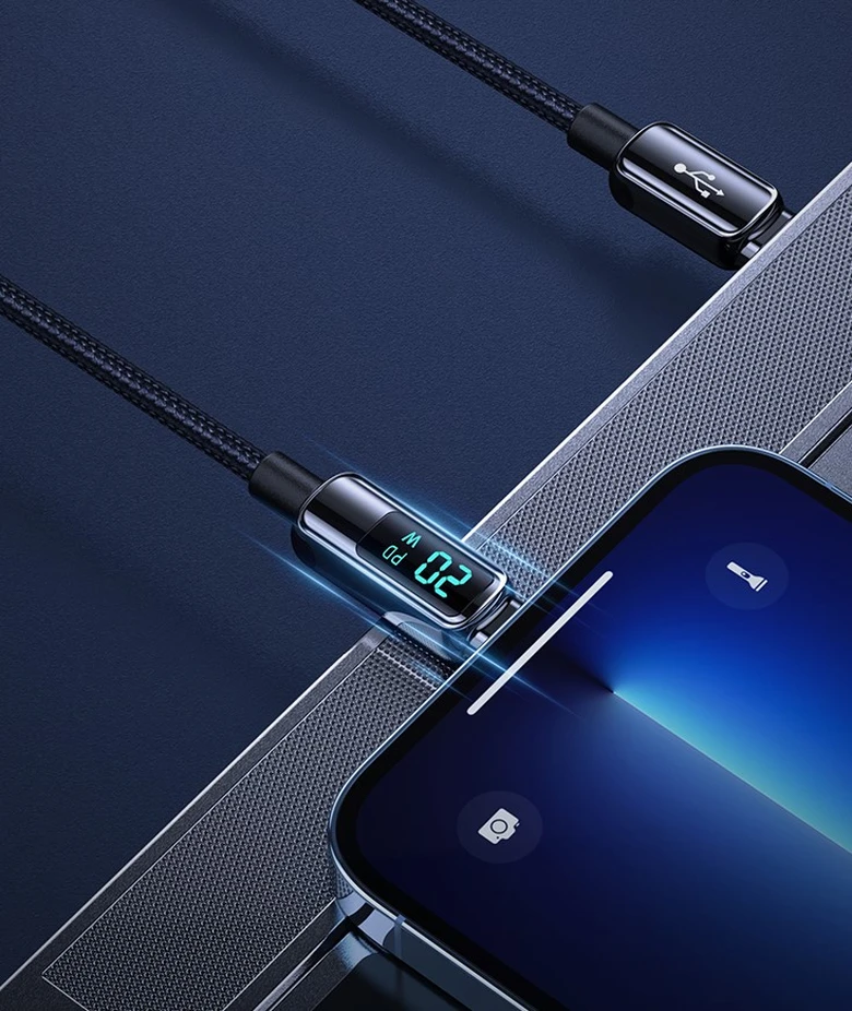 Cáp Type-C to Lightning Pisen đo công suất sạc 2m