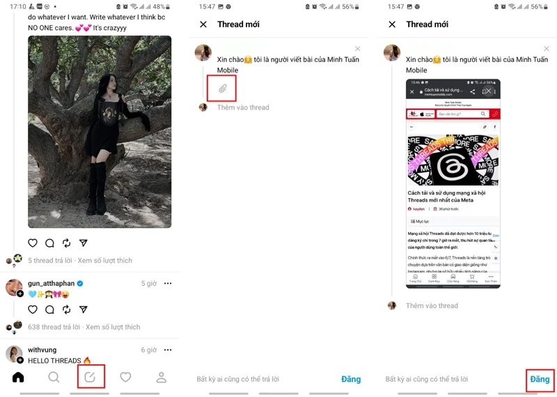 Hướng dẫn đăng bài và sử dụng ứng dụng Threads