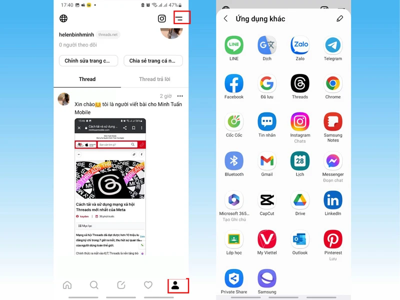 Hướng dẫn đăng bài và sử dụng ứng dụng Threads